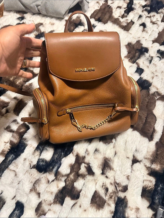 Michael Kors Handbags - Michael Kors Rhea Medium Pebbled Leather Backpack Luggage Brown